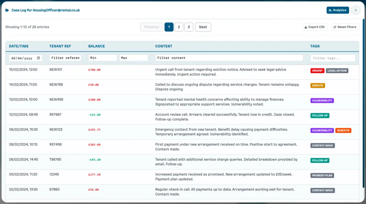 Comprehensive Case Logging screenshot