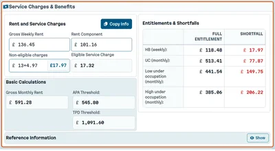 UC/HB Entitlement Analysis screenshot